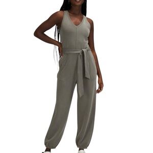 Lululemon Ease of it All V-Neck Jumpsuit Size 12 Grey Sage Athleisure